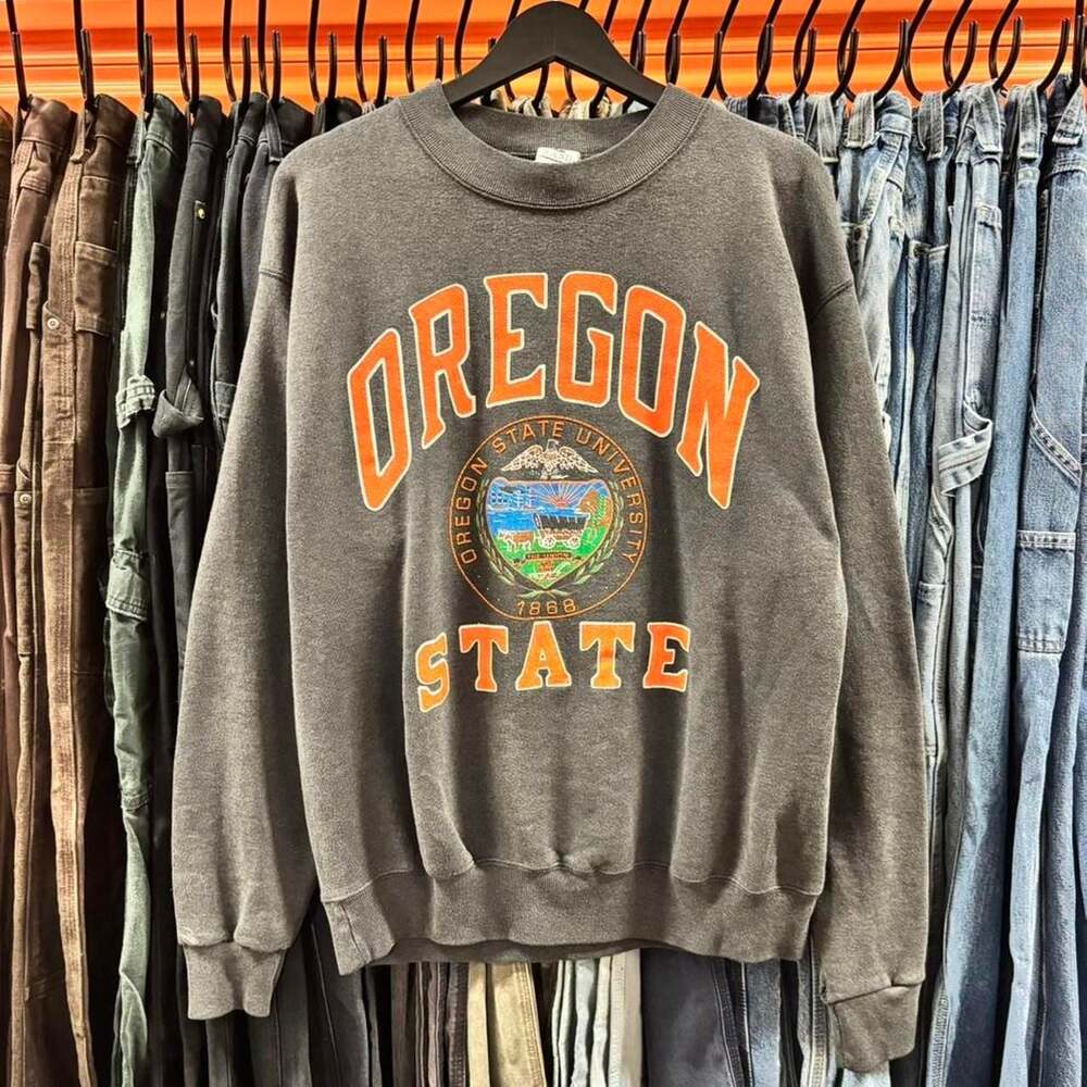 Vintage 90s Oregon State University Sweatshirt, Large, Faded Black Crewneck